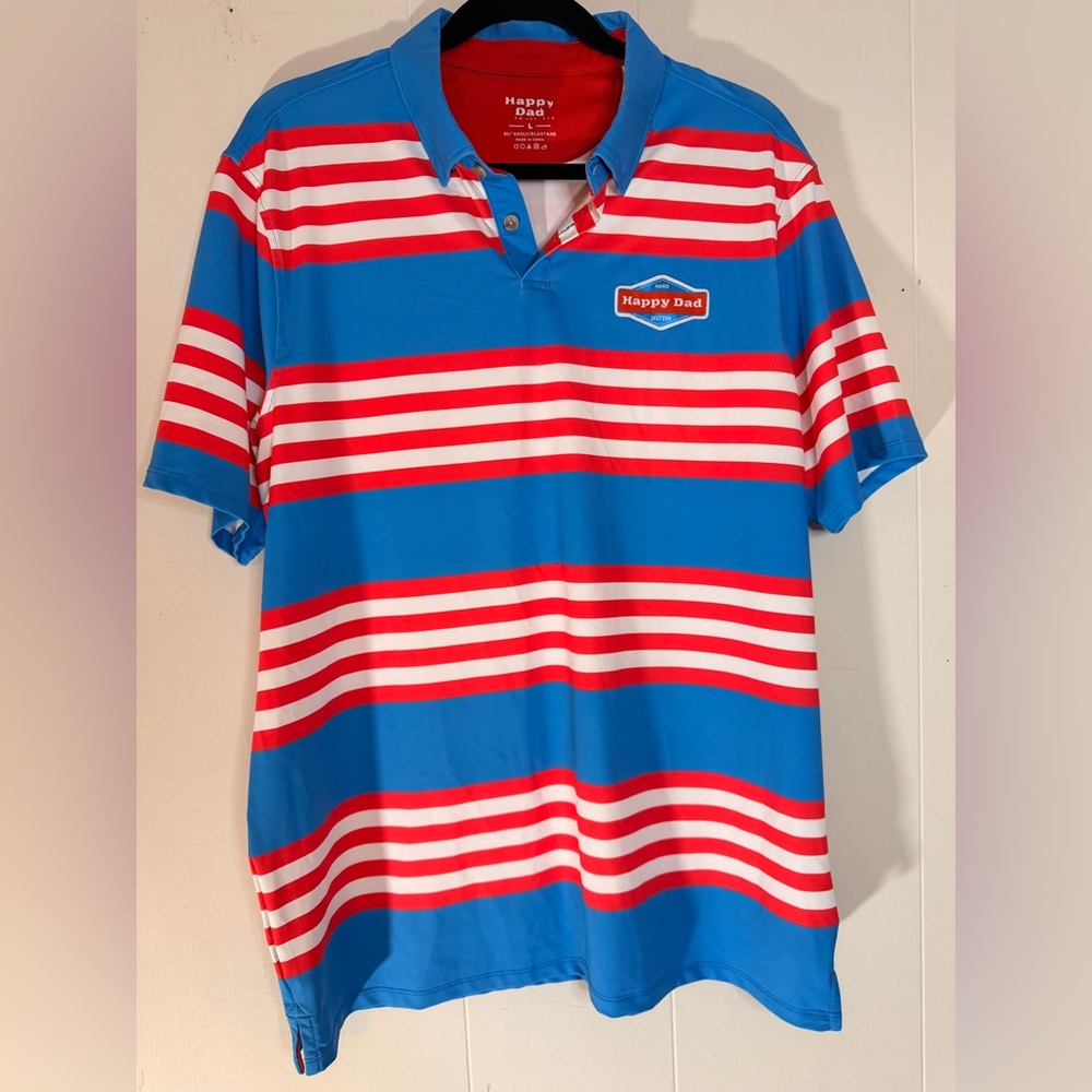 Blue and Red Striped Polo Shirt